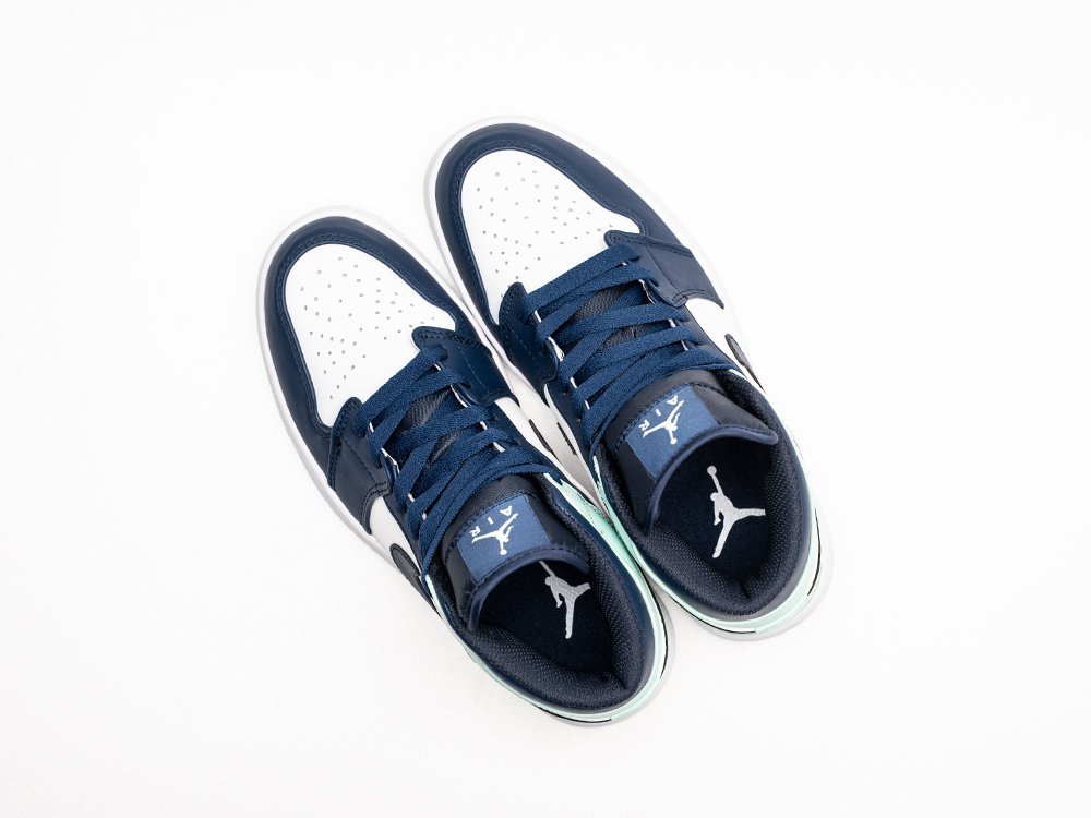 Женские кроссовки Nike Air Jordan 1 Mid Blue Mint WMNS Mystic Navy / White / Mint Foam (36-40 размер) фото 3