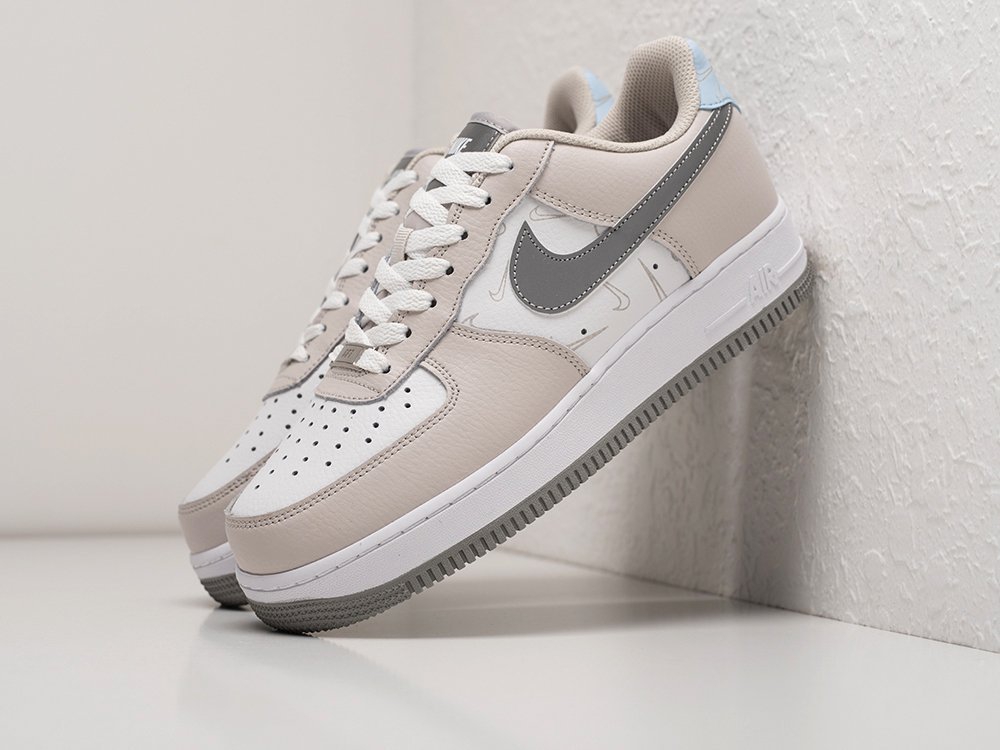 Мужские кроссовки Nike Air Force 1 Low Mini Swoosh Grey White / Beige (40-45 размер) фото 2