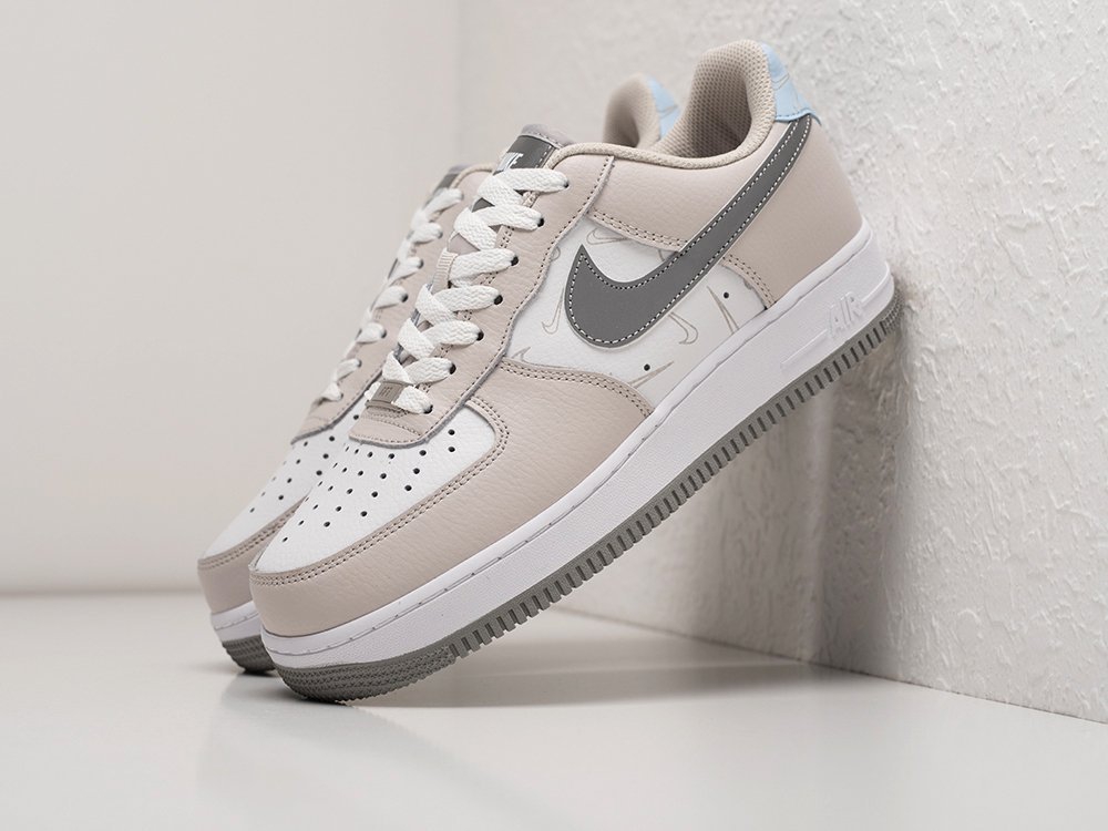 Nike Air Force 1 Low Mini Swoosh Grey бежевые кожа мужские (AR24137) - фото 2 Nike Air Force 1 Low Mini Swoosh Grey бежевые кожа мужские (AR24137) - фото 2