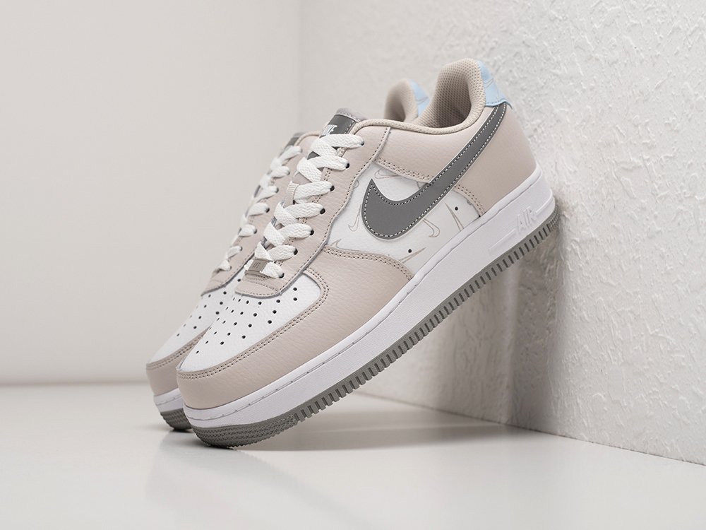 Nike Air Force 1 Low WMNS Mini Swoosh Grey бежевые кожа женские (AR24138) - фото 2 Nike Air Force 1 Low WMNS Mini Swoosh Grey бежевые кожа женские (AR24138) - фото 2
