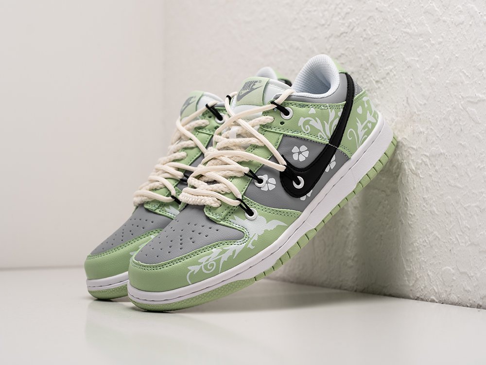 Nike SB Dunk Low x OFF-White WMNS зеленые кожа женские (AR24346) - фото 2 Nike SB Dunk Low x OFF-White WMNS зеленые кожа женские (AR24346) - фото 2