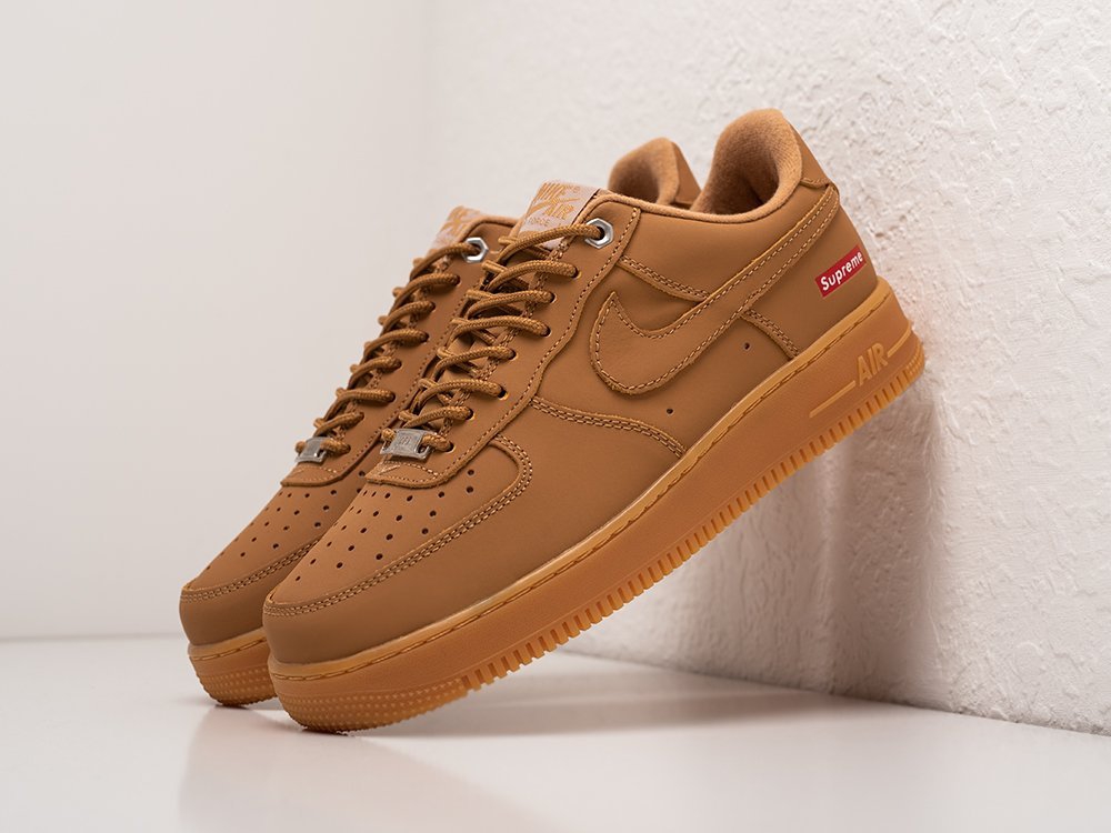 Nike Air Force 1 Low x Supreme бежевые кожа мужские (AR24481) - фото 2