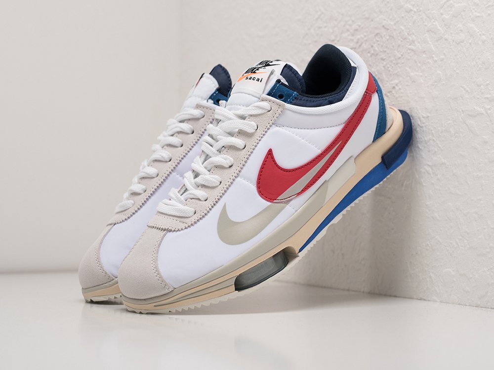 Nike x Sacai x Cortez 4.0 белые замша мужские (AR24760) - фото 2 Nike x Sacai x Cortez 4.0 белые замша мужские (AR24760) - фото 2