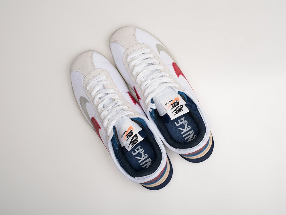 Nike x Sacai x Cortez 4.0 белые замша мужские (AR24760) - фото 3 Nike x Sacai x Cortez 4.0 белые замша мужские (AR24760) - фото 3