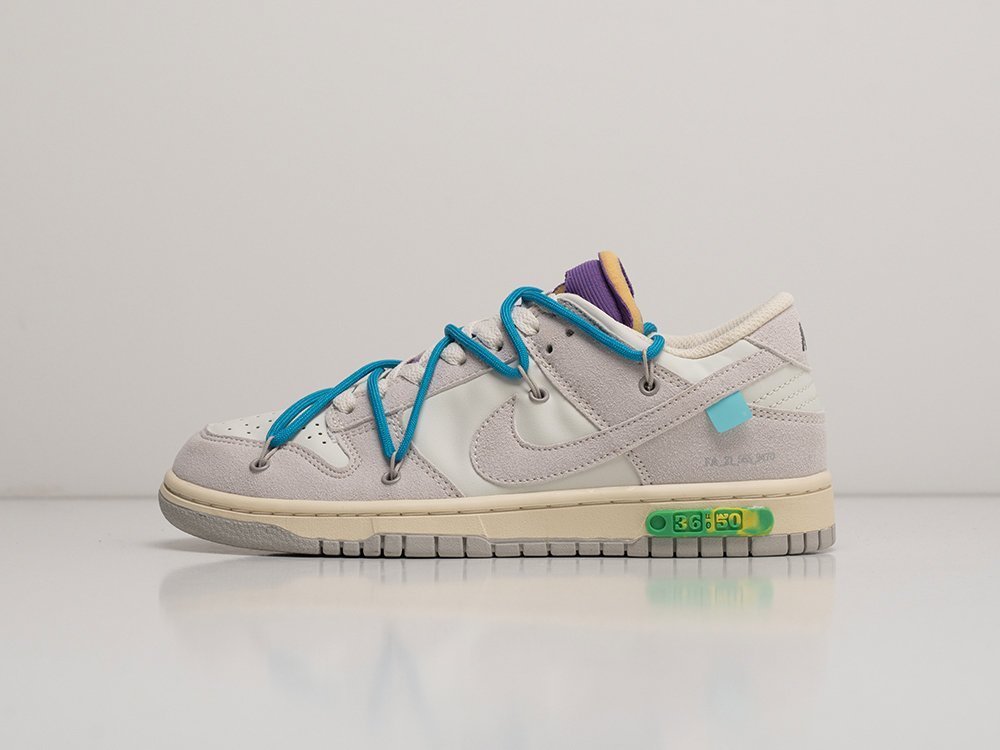 Nike SB Dunk Low x OFF-White WMNS белые замша женские (AR24931) - фото 1 Nike SB Dunk Low x OFF-White WMNS белые замша женские (AR24931) - фото 1