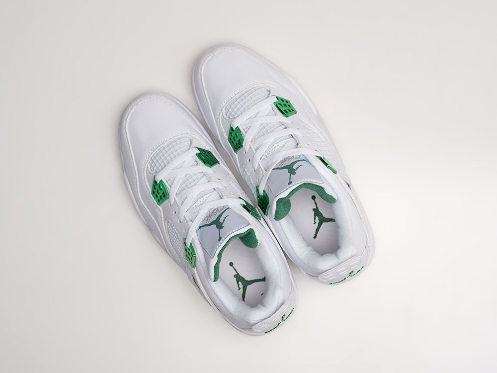 Nike Air Jordan 4 Retro Metallic Green WMNS белые кожа женские (AR25097) - фото 3