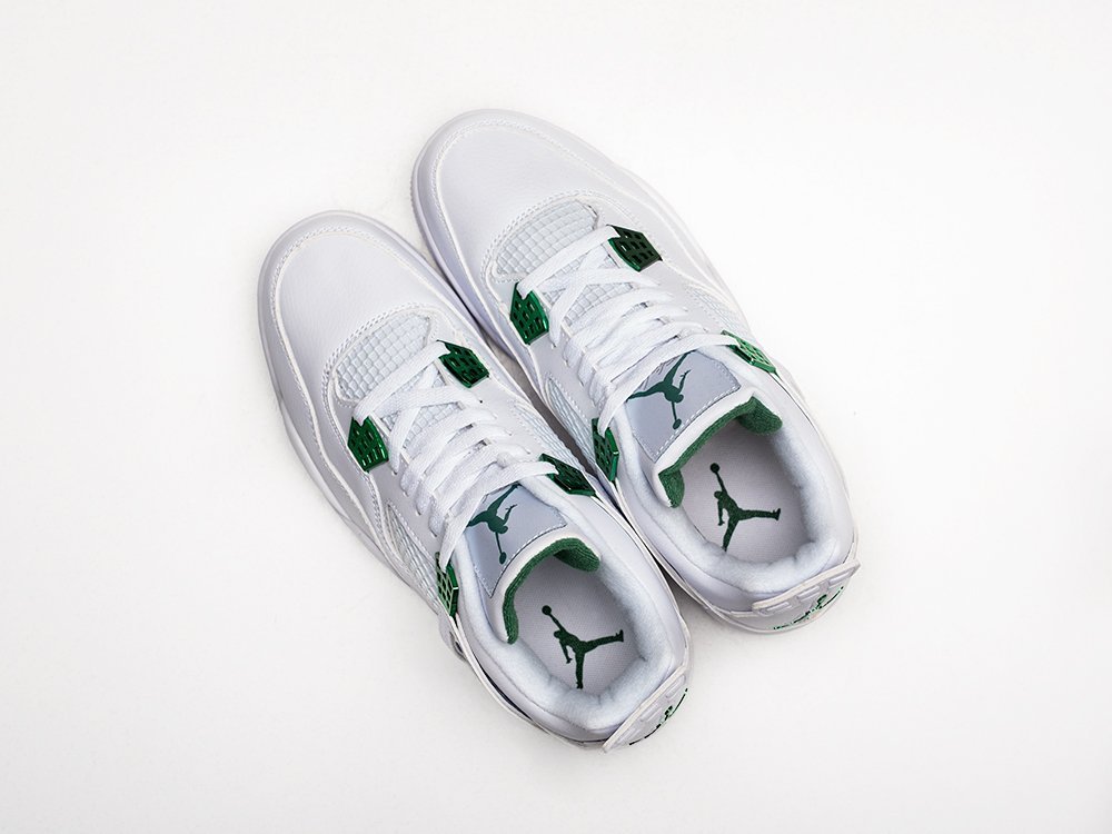 Nike Air Jordan 4 Retro Metallic Green белые кожа мужские (AR25197) - фото 3