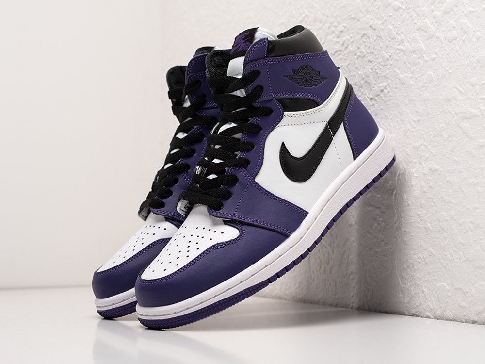 Nike Air Jordan 1 Retro High Court Purple белые кожа мужские (AR25445) - фото 2
