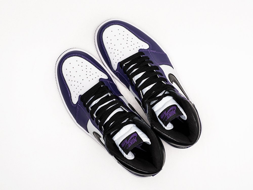 Nike Air Jordan 1 Retro High Court Purple белые кожа мужские (AR25445) - фото 3