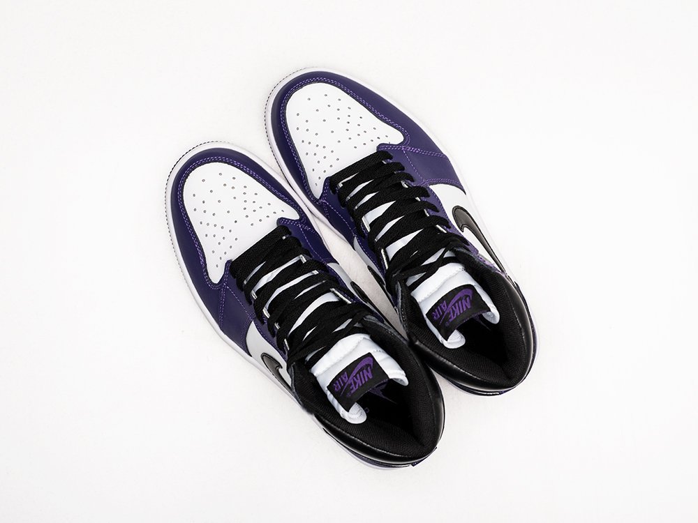 Nike Air Jordan 1 Retro High Court Purple WMNS белые кожа женские (AR25446) - фото 3