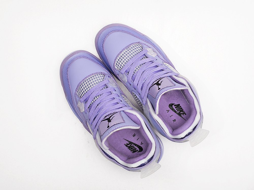 Nike x OFF White Air Jordan 4 Retro WMNS фиолетовые кожа женские (AR25490) - фото 3