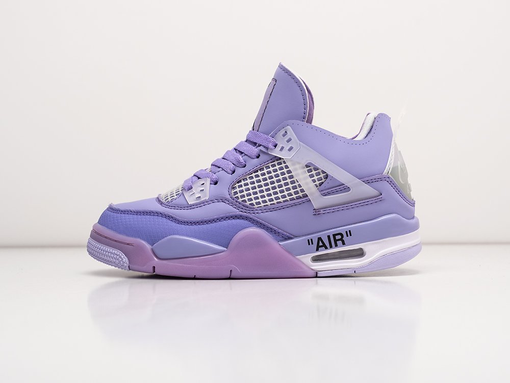 Nike x OFF White Air Jordan 4 Retro WMNS фиолетовые кожа женские (AR25490) - фото 1