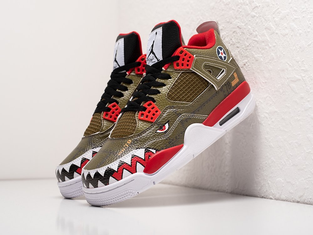 Nike Air Jordan 4 Retro Warhawk зеленые кожа мужские (AR25491) - фото 2 Nike Air Jordan 4 Retro Warhawk зеленые кожа мужские (AR25491) - фото 2