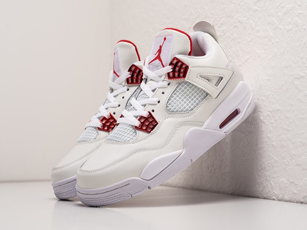 Nike Air Jordan 4 Retro Metallic Red белые кожа мужские (AR25514) - фото 2 Nike Air Jordan 4 Retro Metallic Red белые кожа мужские (AR25514) - фото 2