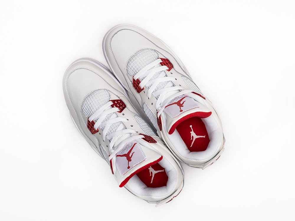 Nike Air Jordan 4 Retro Metallic Red белые кожа мужские (AR25514) - фото 3