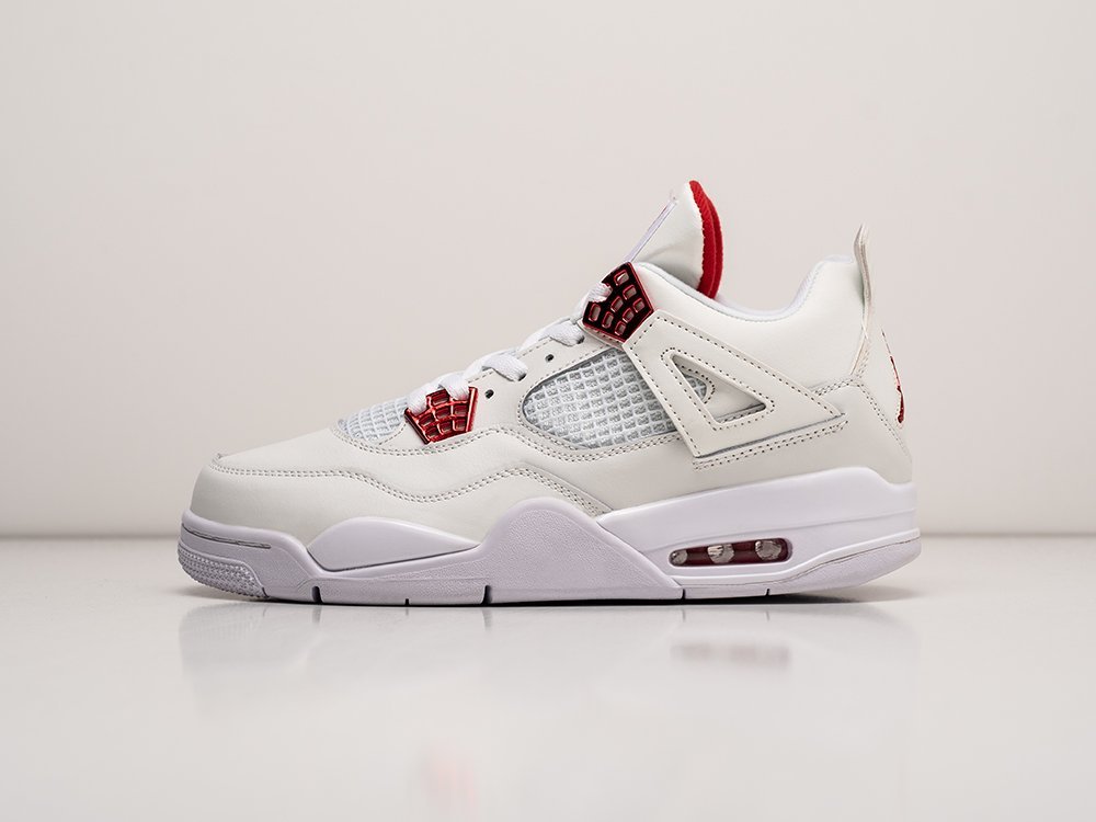 Nike Air Jordan 4 Retro Metallic Red белые кожа мужские (AR25514) - фото 1