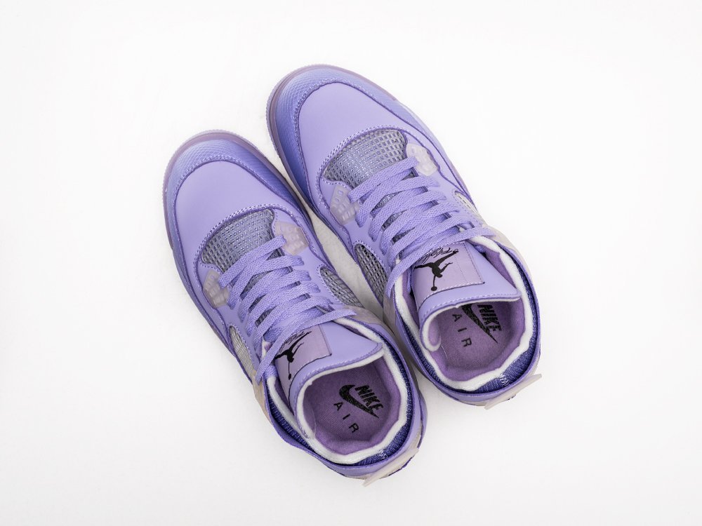 Nike x OFF White Air Jordan 4 Retro фиолетовые кожа мужские (AR25543) - фото 3