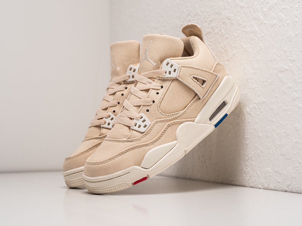 Nike Air Jordan 4 Retro Denim WMNS бежевые текстиль женские (AR25544) - фото 2