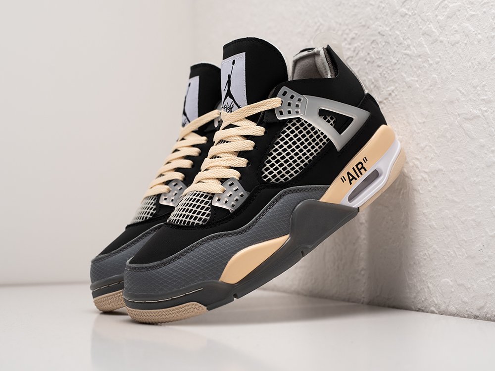 Nike x OFF White Air Jordan 4 Retro черные замша мужские (AR25681) - фото 2