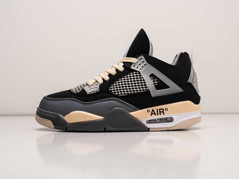 Nike x OFF White Air Jordan 4 Retro черные замша мужские (AR25681) - фото 1