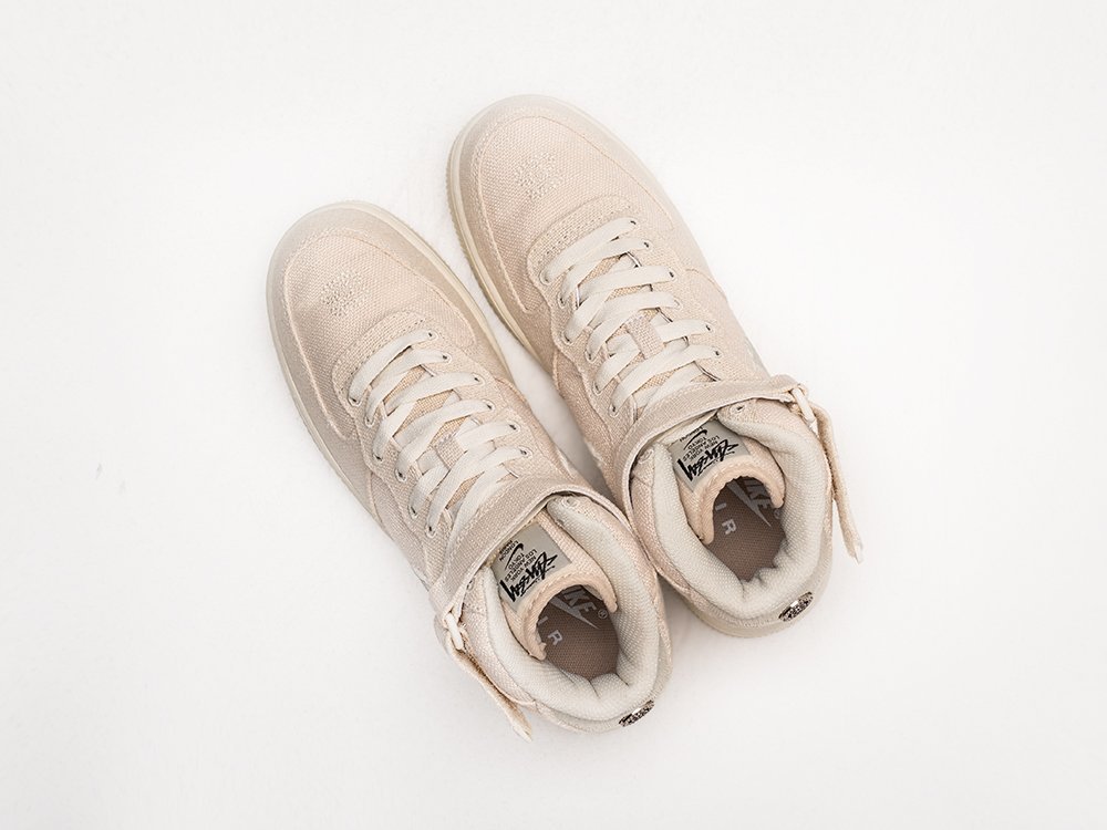 Nike Stussy x Air Force 1 Mid Fossil WMNS бежевые текстиль женские (AR25976) - фото 3 Nike Stussy x Air Force 1 Mid Fossil WMNS бежевые текстиль женские (AR25976) - фото 3