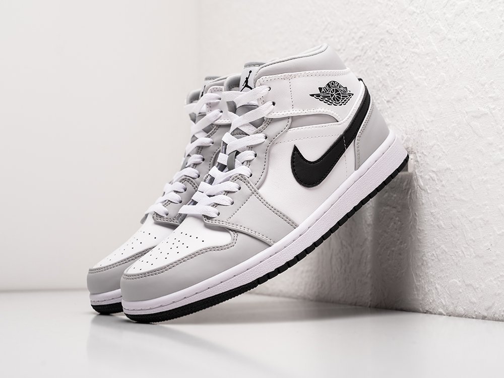 Nike Air Jordan 1 Mid Grey Fog белые кожа мужские (AR26364) - фото 2