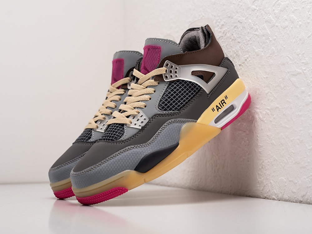Nike x OFF White x Air Jordan 4 Retro серые кожа мужские (AR26448) - фото 2 Nike x OFF White x Air Jordan 4 Retro серые кожа мужские (AR26448) - фото 2