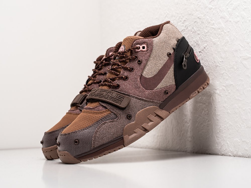 Nike x Travis Scott x Air Trainer 1 Chocolate коричневые текстиль мужские (AR26459) - фото 2