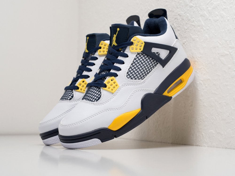 Nike Air Jordan 4 Retro Marquette белые кожа мужские (AR26609) - фото 2 Nike Air Jordan 4 Retro Marquette белые кожа мужские (AR26609) - фото 2