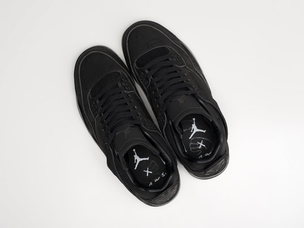 Nike x KAWS x Air Jordan 4 Retro Black черные замша мужские (AR26629) - фото 3