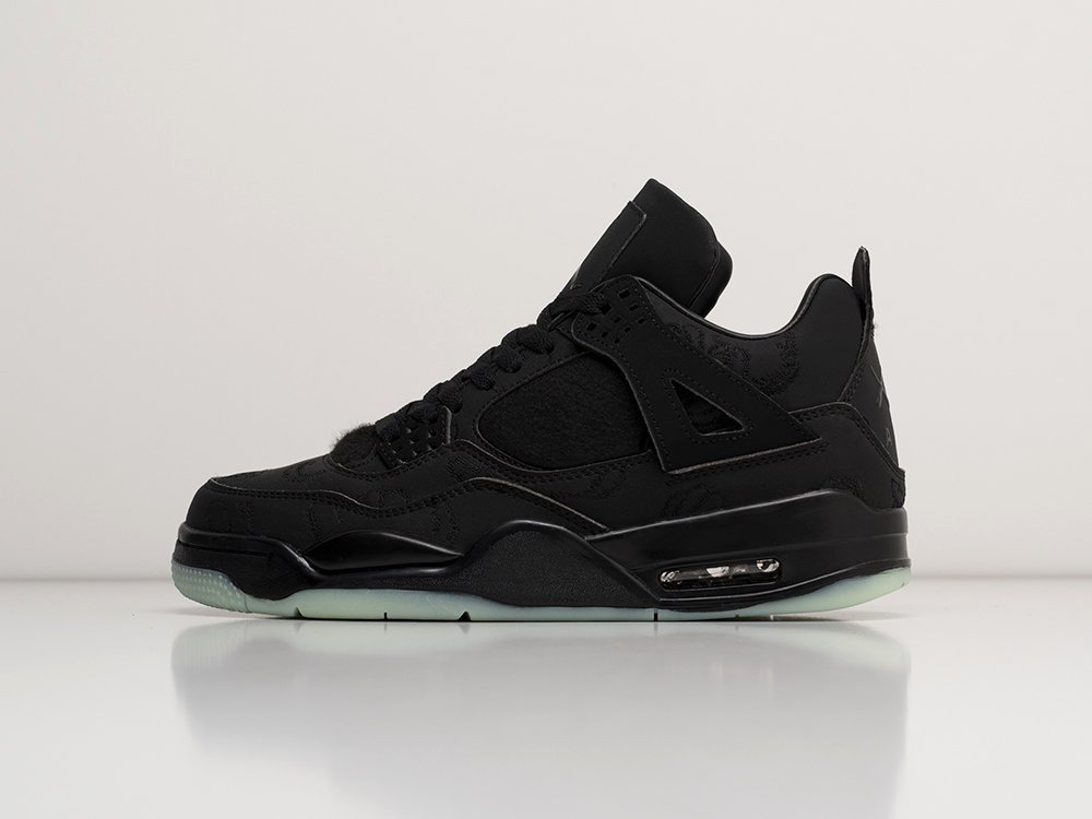 Nike x KAWS x Air Jordan 4 Retro Black черные замша мужские (AR26629) - фото 1