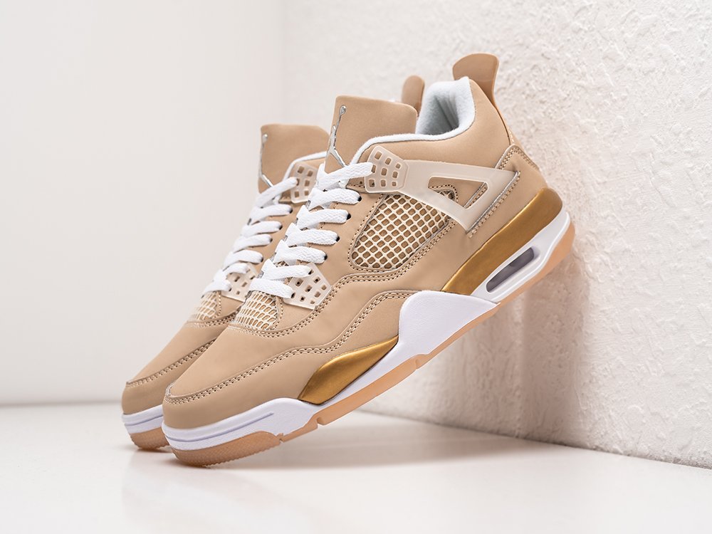 Nike Air Jordan 4 Retro Shimmer бежевые замша мужские (AR26718) - фото 2 Nike Air Jordan 4 Retro Shimmer бежевые замша мужские (AR26718) - фото 2