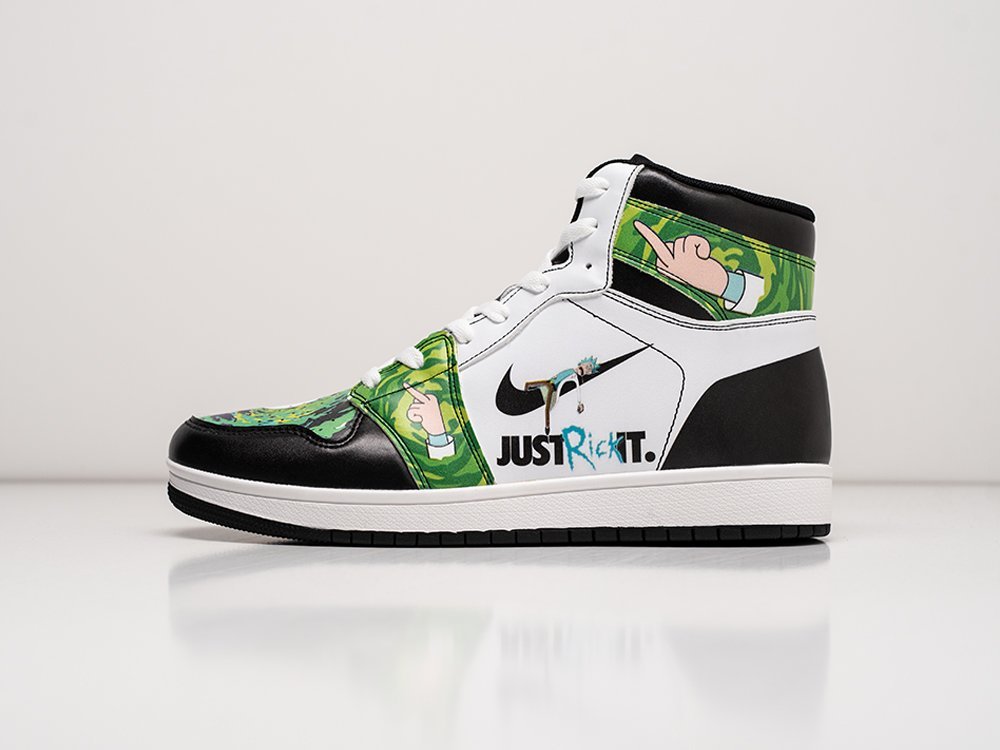 Nike Air Jordan 1 Rick and Morty Just Rick It белые кожа мужские (AR26851) - фото 1