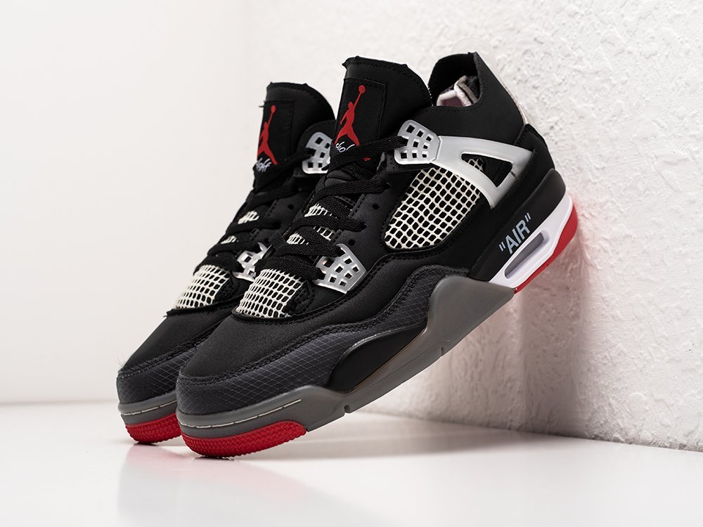 Nike x OFF White Air Jordan 4 Retro черные кожа мужские (AR27030) - фото 2 Nike x OFF White Air Jordan 4 Retro черные кожа мужские (AR27030) - фото 2