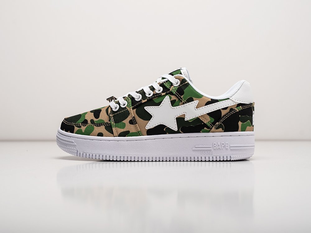 Bape Bapesta Low ABC Camo WMNS зеленые текстиль женские (AR27143) - фото 1