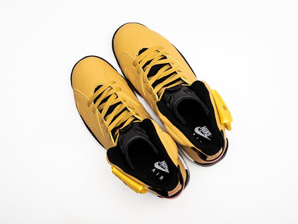 Nike x Travis Scott Air Jordan 6 Yellow желтые кожа мужские (AR27215) - фото 3