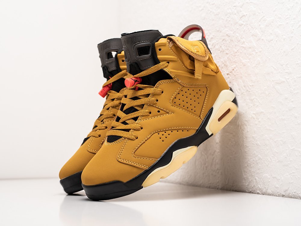 Nike x Travis Scott Air Jordan 6 Yellow 2 желтые кожа мужские (AR27216) - фото 2