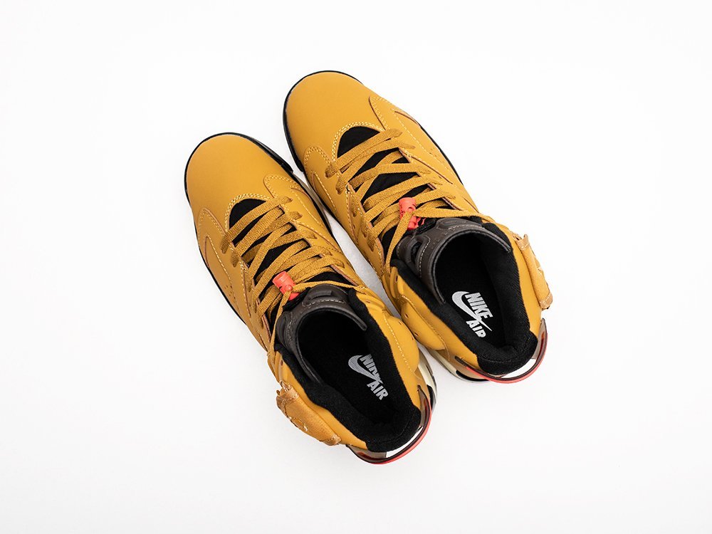 Nike x Travis Scott Air Jordan 6 Yellow 2 желтые кожа мужские (AR27216) - фото 3