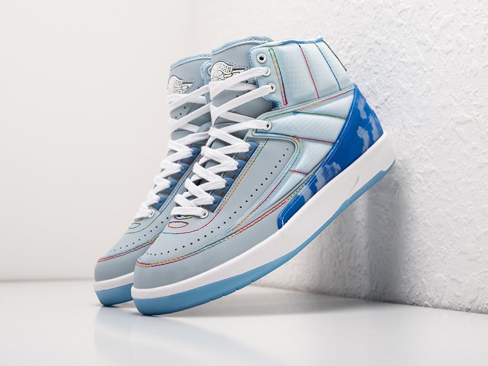 Nike x J Balvin x Air Jordan 2 голубые текстиль мужские (AR27224) - фото 2