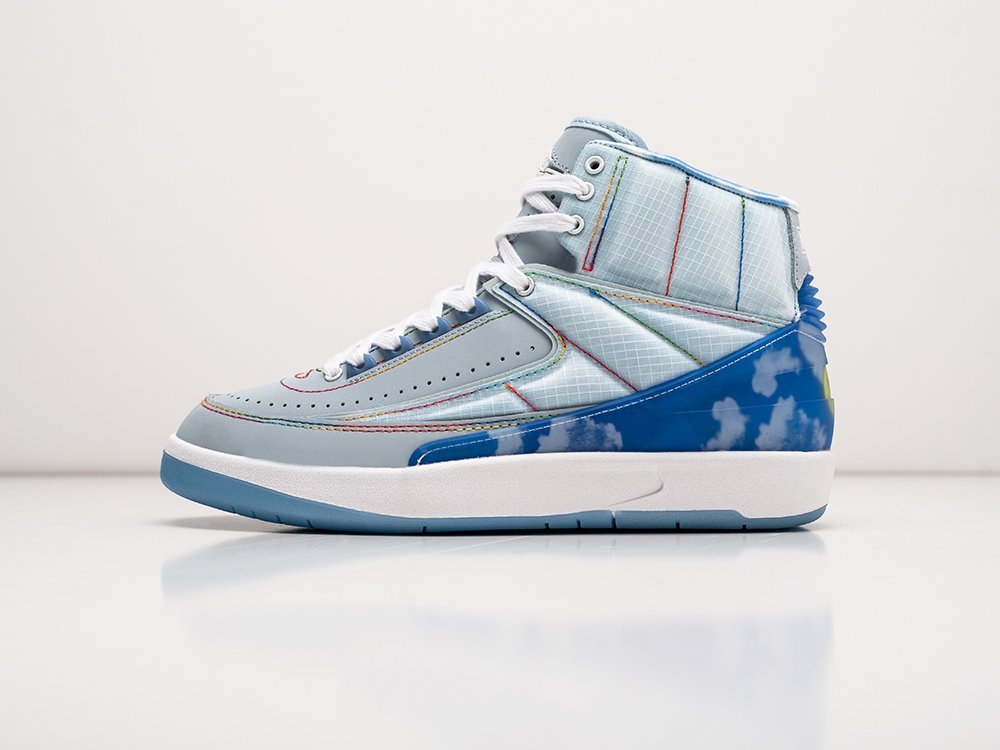 Nike x J Balvin x Air Jordan 2 голубые текстиль мужские (AR27224) - фото 1