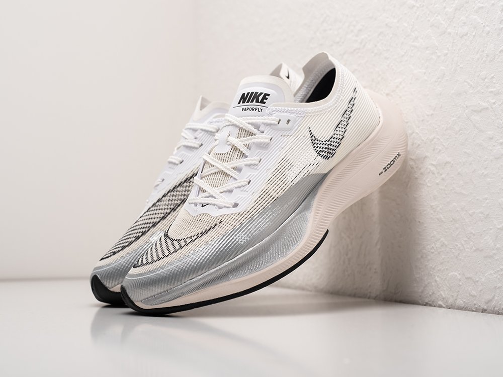 Nike ZoomX Vaporfly NEXT% 2 White Metallic Silver белые текстиль мужские (AR27266) - фото 2 Nike ZoomX Vaporfly NEXT% 2 White Metallic Silver белые текстиль мужские (AR27266) - фото 2