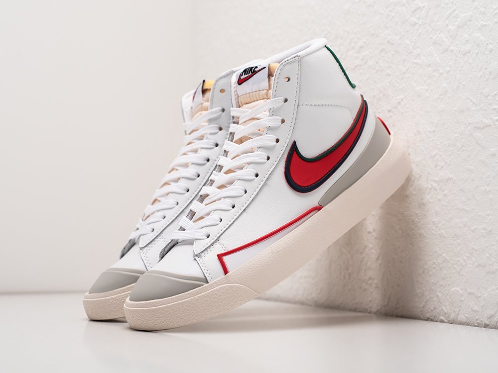 Nike Blazer Mid 77 White Crimson белые кожа мужские (AR27339) - фото 2