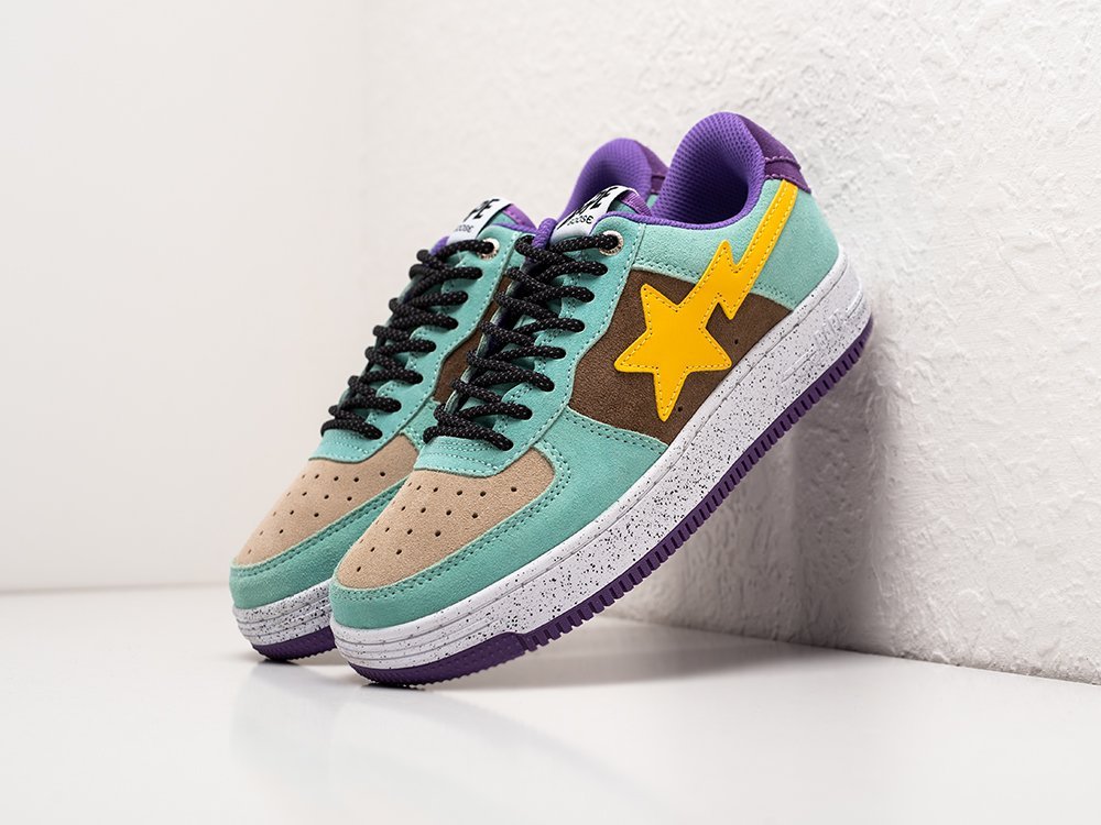 Bape Bapesta Low Brown Yellow WMNS разноцветные замша женские (AR27376) - фото 2