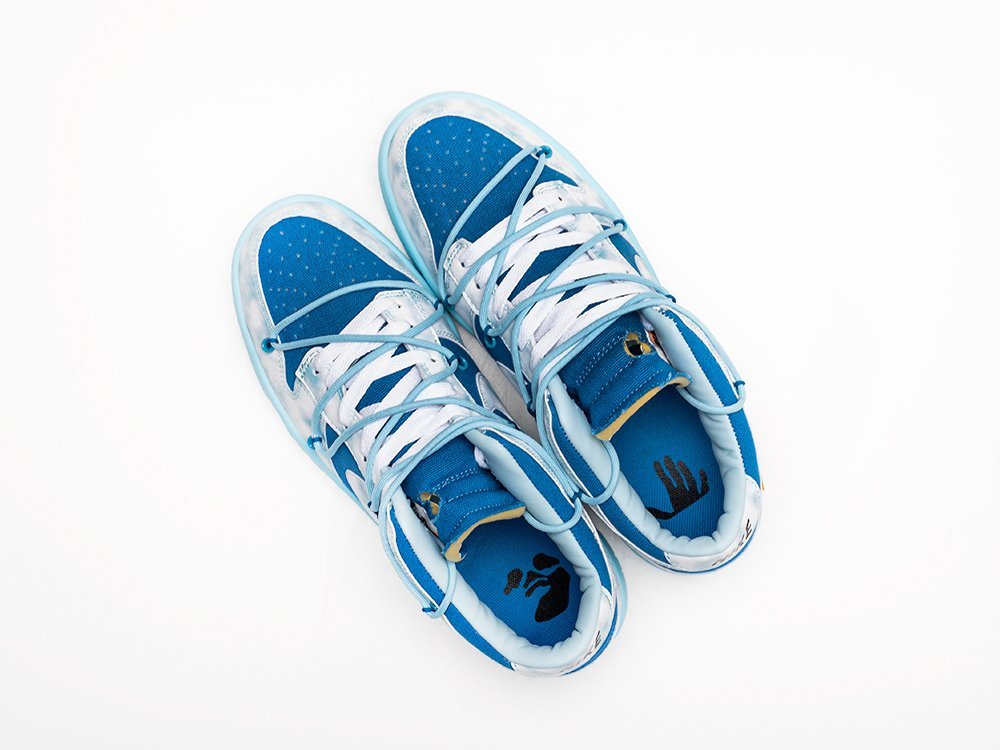Nike SB Dunk Low x OFF-White Lot 05 of 50 Custom Blue синие замша мужские (AR27488) - фото 3