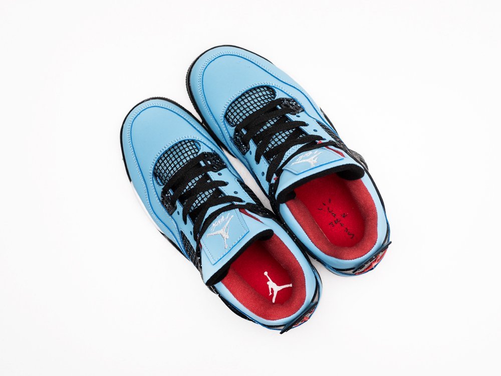 Nike Travis Scott x Air Jordan 4 Retro Cactus Jack - Blue голубые кожа мужские (AR27603) - фото 3