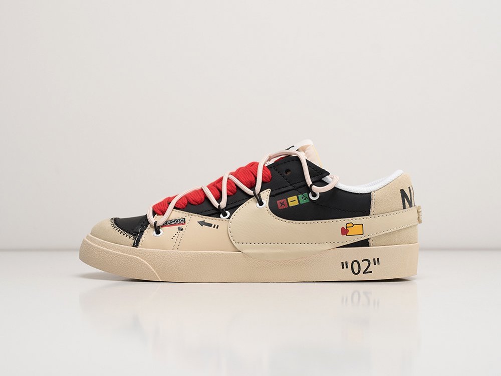 Nike x OFF White x Blazer Low 77 Jumbo черные кожа мужские (AR27780) - фото 1