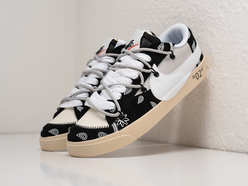 Nike x OFF White x Blazer Low 77 Jumbo черные кожа мужские (AR27783) - фото 2