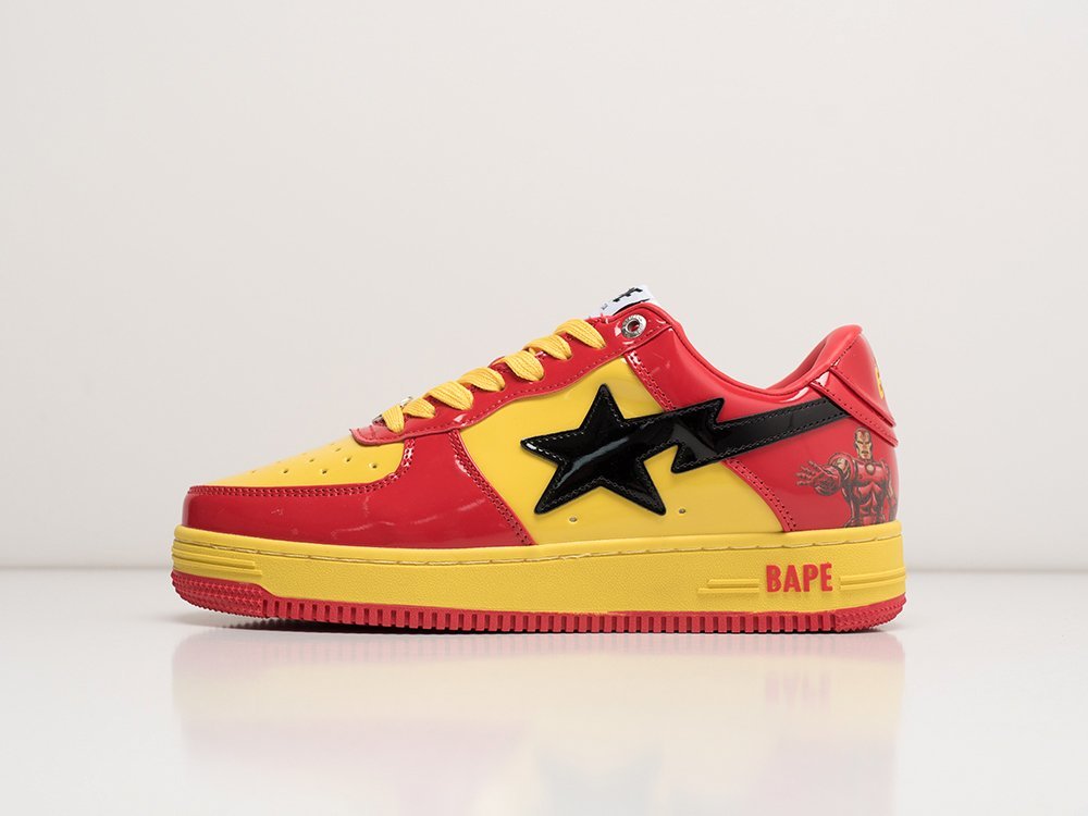 Bape x Marvel x Bapesta Low Iron Man желтые кожа мужские (AR27847) - фото 1 Bape x Marvel x Bapesta Low Iron Man желтые кожа мужские (AR27847) - фото 1