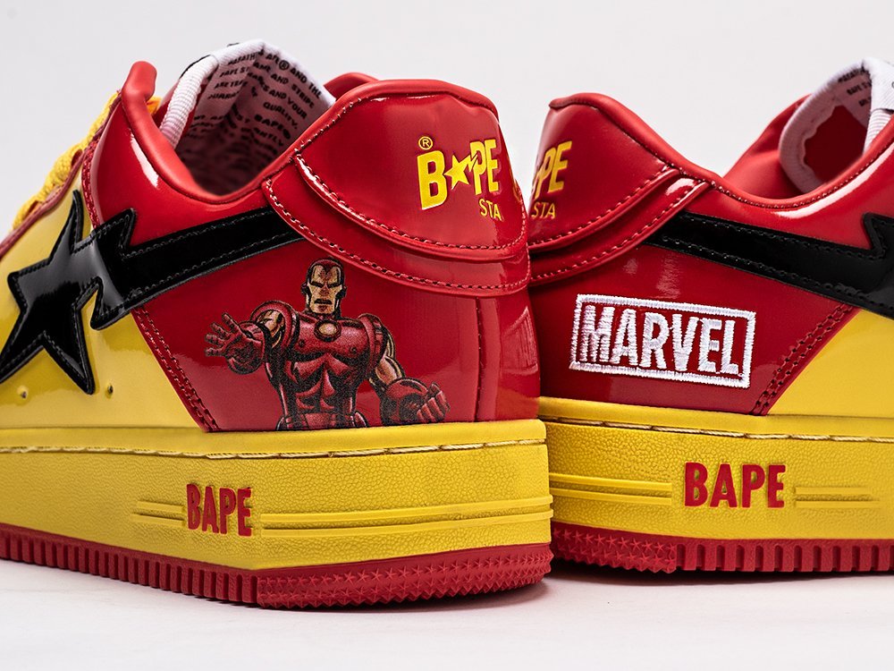 Bape x Marvel x Bapesta Low Iron Man желтые кожа мужские (AR27847) - фото 6 Bape x Marvel x Bapesta Low Iron Man желтые кожа мужские (AR27847) - фото 6