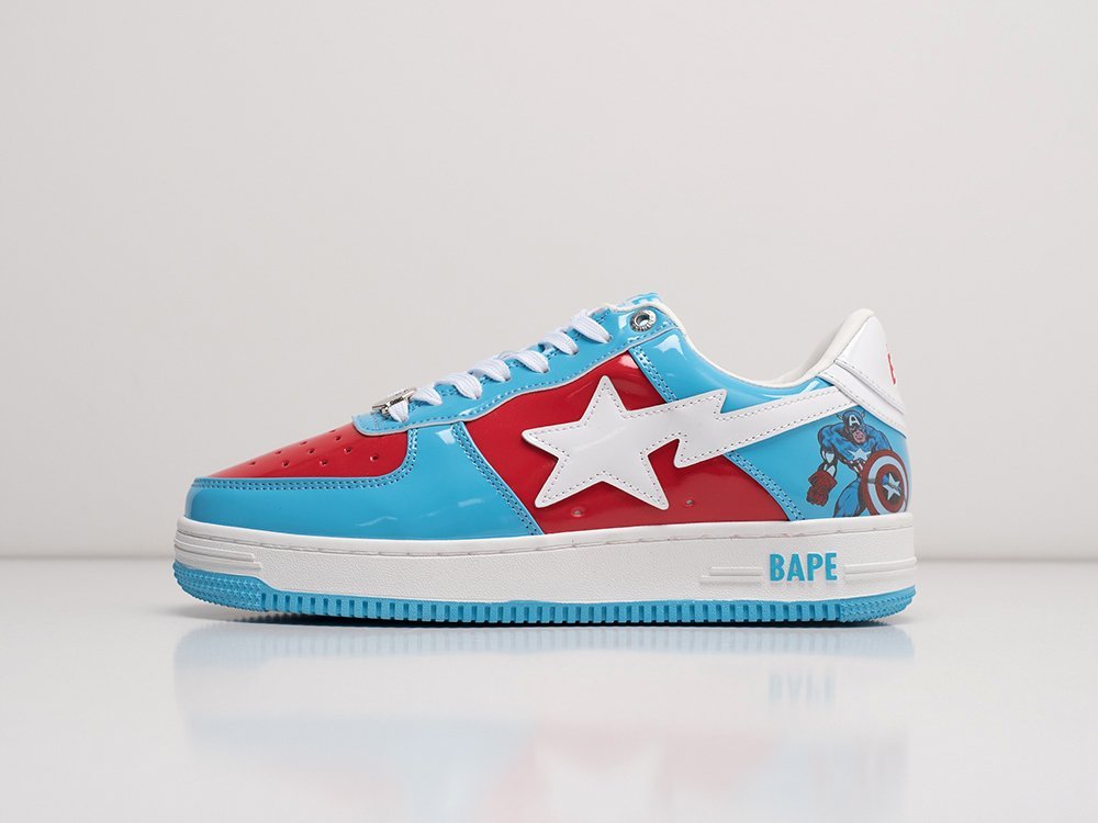 Bape x Marvel x Bapesta Low Captain America разноцветные кожа мужские (AR27848) - фото 1 Bape x Marvel x Bapesta Low Captain America разноцветные кожа мужские (AR27848) - фото 1